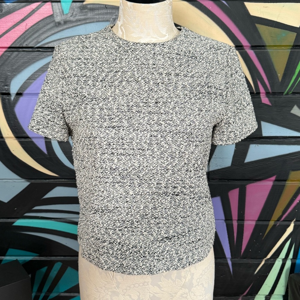 EUC Victoria Beckham Boucle Boxy top, No tag, (Sm/med) ecru black, retai…